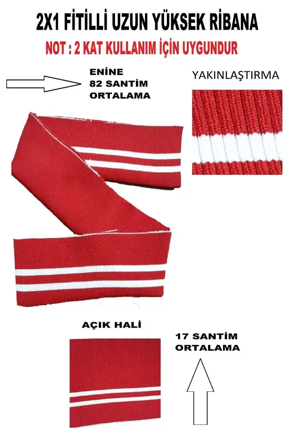 2x1 Fitilli Çok Amaçlı Kolej Ribana Kol Etek Bantı (TRİKO DOKUMA) 1 Adet