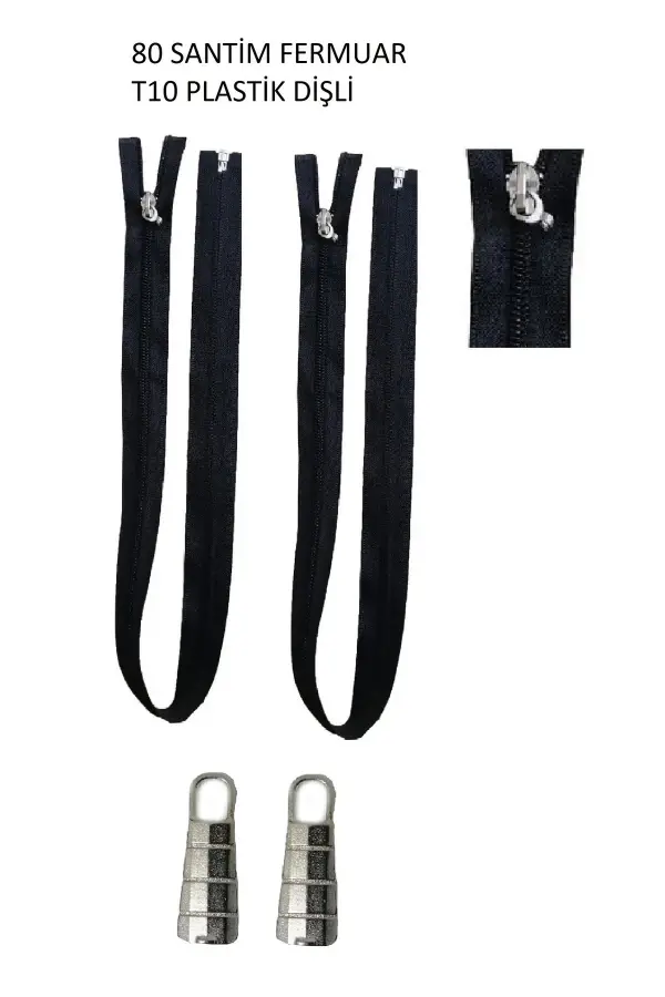 2 adet 80 santim fermuar t 10 plastik dişli