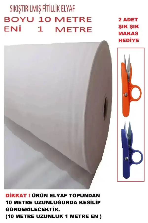 10 Metre Boyu 1 Metre Eni Fitillik Elyaf Kırkyama Patchwork Elyafı Sıkıştırılmış Makas Hediye 100 Mikron