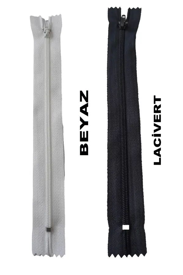 18 santim fermuar 10 adet beyaz 10 adet lacivert pantolon fermuarı