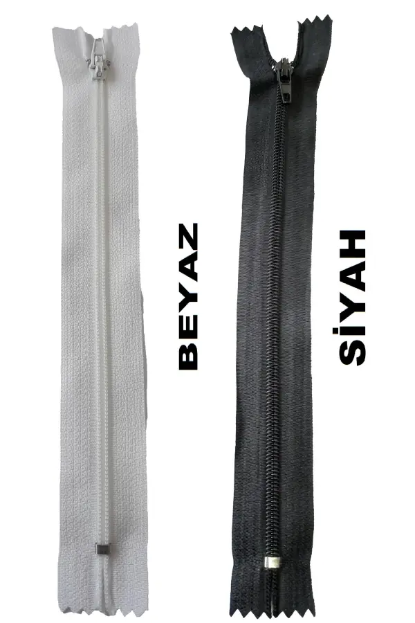 18 santim fermuar 10 adet beyaz 10 adet siyah pantolon fermuarı