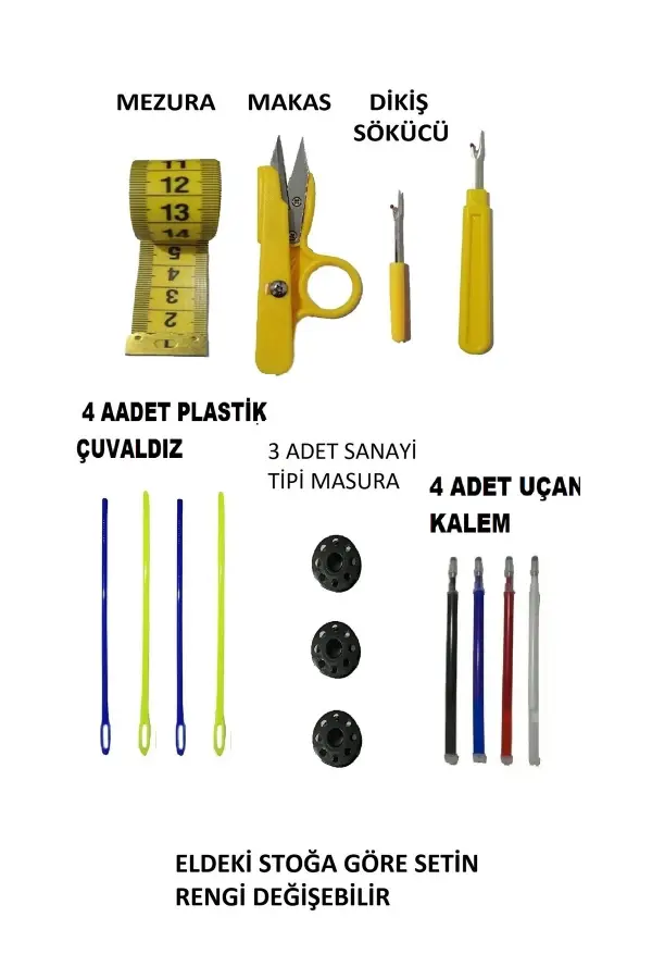 Terzi Yardımcı Makas Mezura İlik Açıcı Hobi Tasarım Malzemesi Seti