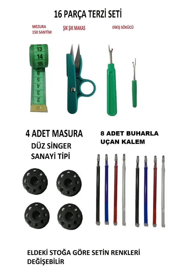 Terzi Yardımcı Makas Mezura İlik Açıcı Hobi Tasarım Malzemesi Seti