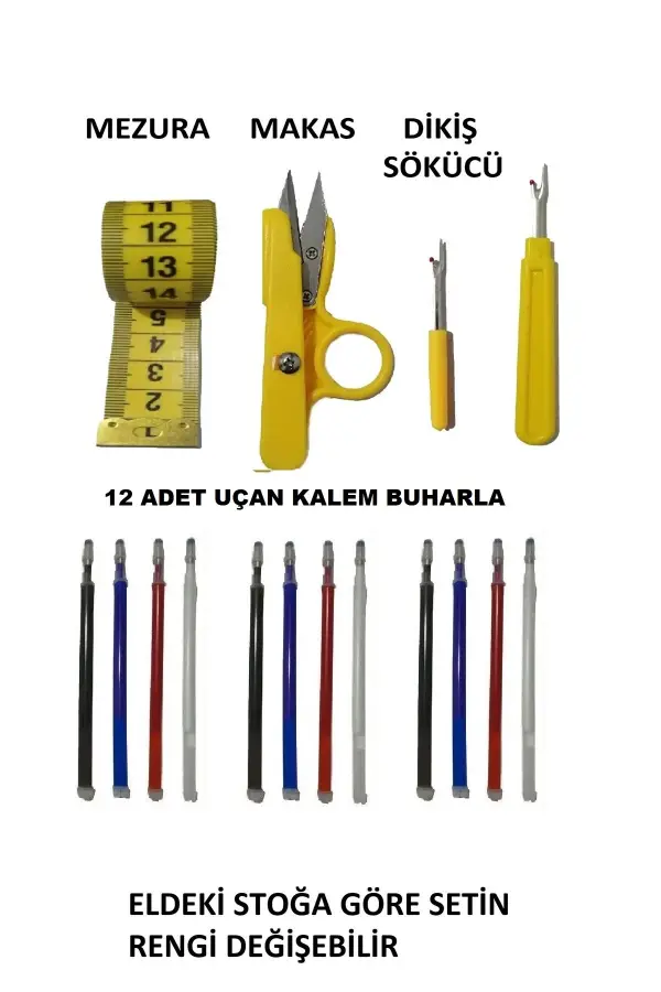 Terzi Yardımcı Makas Mezura İlik Açıcı Hobi Tasarım Malzemesi Seti