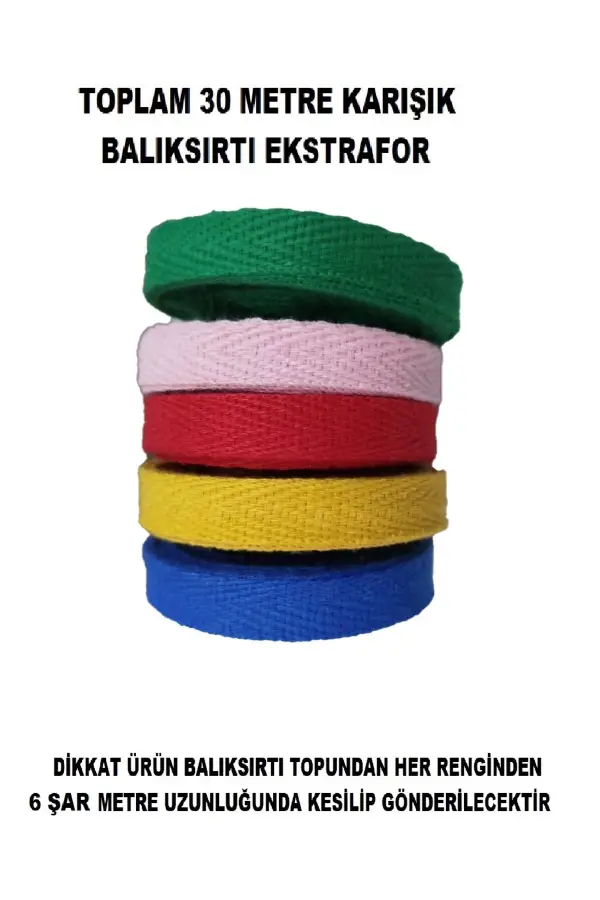 1 Santim 5 Renk Dar Dokuma Balıksırtı Ekstrafor Takımı 6 Er Metre Toplam 30 Metre + 5 Metre
