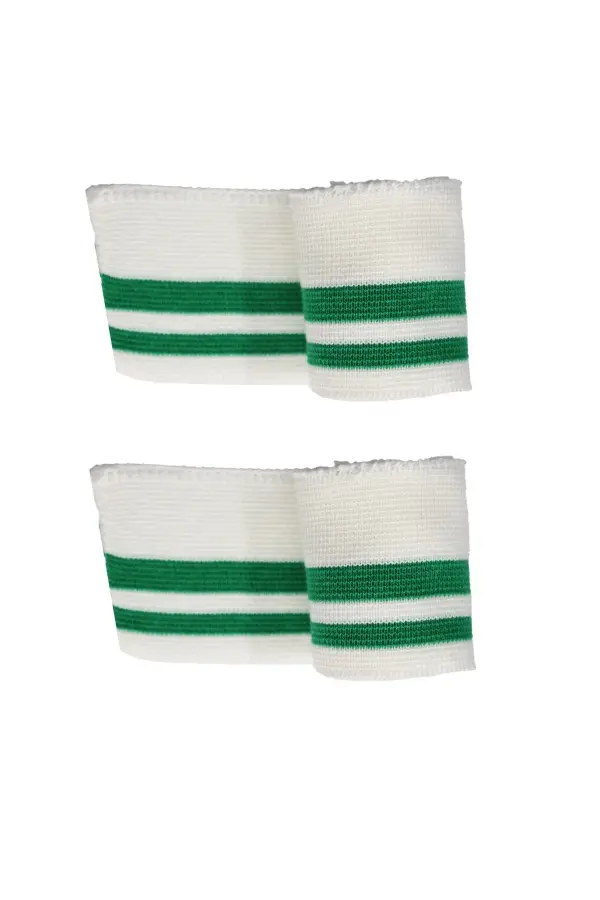 Triko Dokuma Ribana Uzun Şerit Bant Çok Amaçlı 2 Adet Beyaz Yeşil – En 1 Metre Boy 6 cm T518
