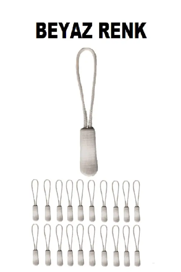 20 Adet Fermuar Elcik Fermuar Çekme İpi Fermuar Ucu beyaz