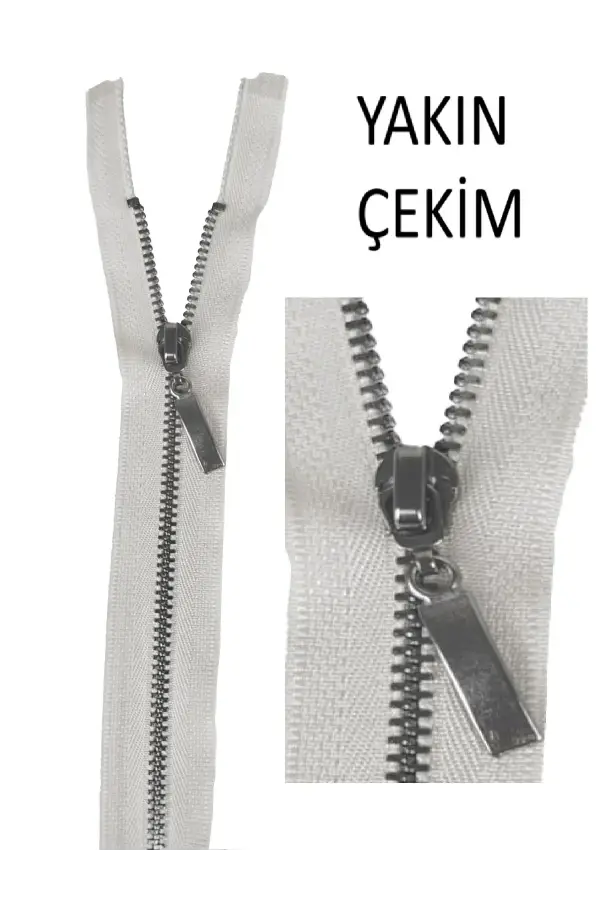Fermuar metal dişli beyaz 55 cm 1 Adet Tekstil Malzemesi F-702