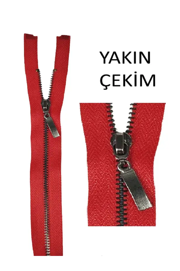 Fermuar metal dişli kırmızı 55.5 cm 1 Adet Tekstil Tasarım ve Tamirat Malzemesi F-703