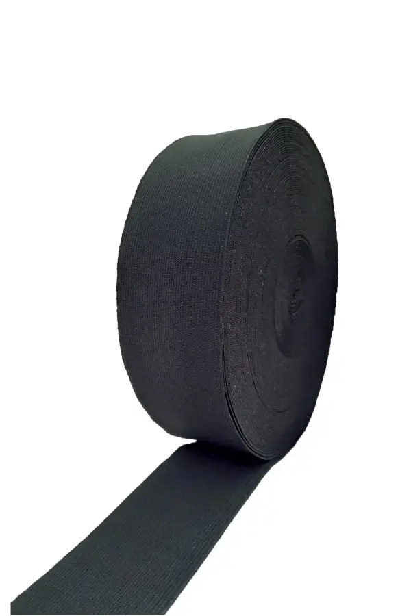 Dokuma Lastik 25 Metre 5 Santim Siyah Dokuma Eşofman Şort Paça Don Ve Bel Lastiği Siyah