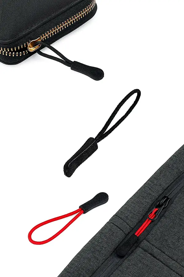 Fermuar Çekme İpi 20 Adet Fermuar Elcik (10 Siyah + 10 Kırmızı) Çanta Mont Valiz Uyumlu