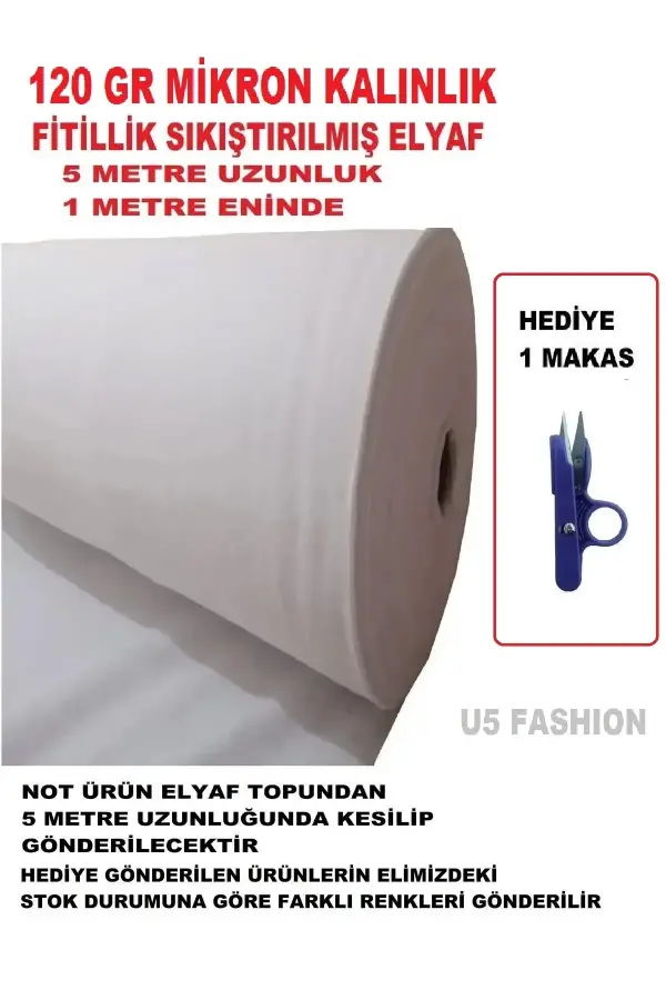 Fitillik Elyaf – Çanta Elyafı, Seccade Elyafı, Patchwork Dolgusu | 5m x 1m 120 Mikron