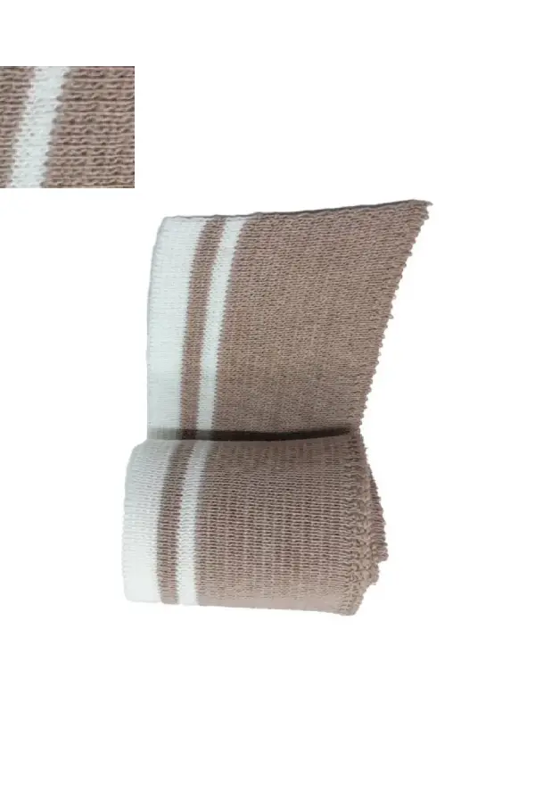 Triko Ribana Bej Beyaz Çizgili Kumaş Bant 1 Metre En 6 cm Yükseklik (2 Adet)