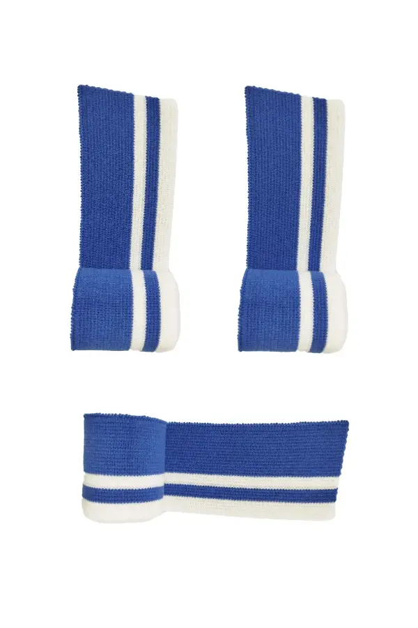 Ribana Manşet En 70 cm Boy 4.5 cm 3 Adet Mavi Beyaz Çizgili T551