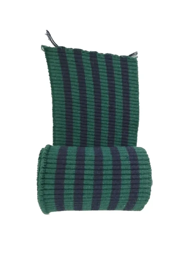 Ribana Manşet Fitilli Kol Etek Bandı Çok Amaçlı Triko Bant Yeşil Lacivert Çizgili En 90 cm boy 8 cm 1 Adet T547