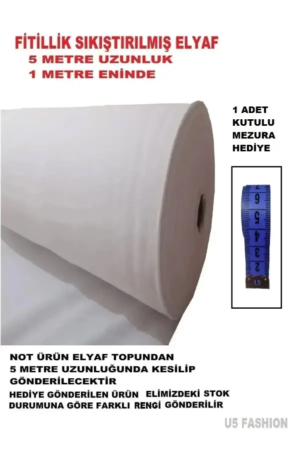 Sıkıştırılmış Elyaf Fitillik Elyaf – Çanta Elyafı, Seccade Elyafı, Kırkyama ve Patchwork Dolgusu | 5m x 1m | 100 Gr Kalınlık