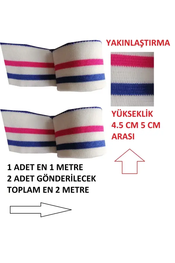 Triko Dokuma Ribana Bant 2 Adet Beyaz Mavi Fuşya Çok Amaçlı T 522