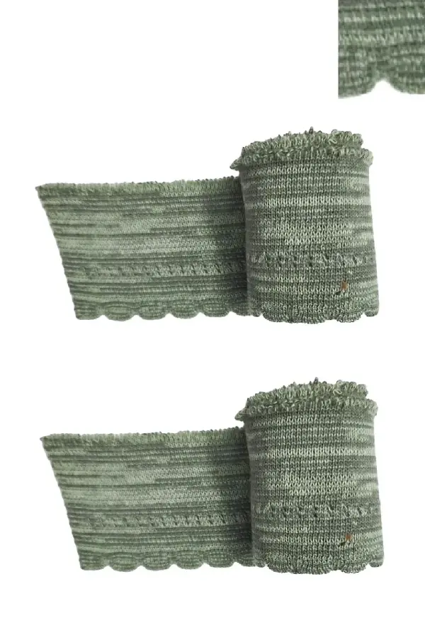 Triko Dokuma Ribana Şerit Bekletmeli Ajurlu Model Alacalı 93x4.5 cm 2 Adet T-511