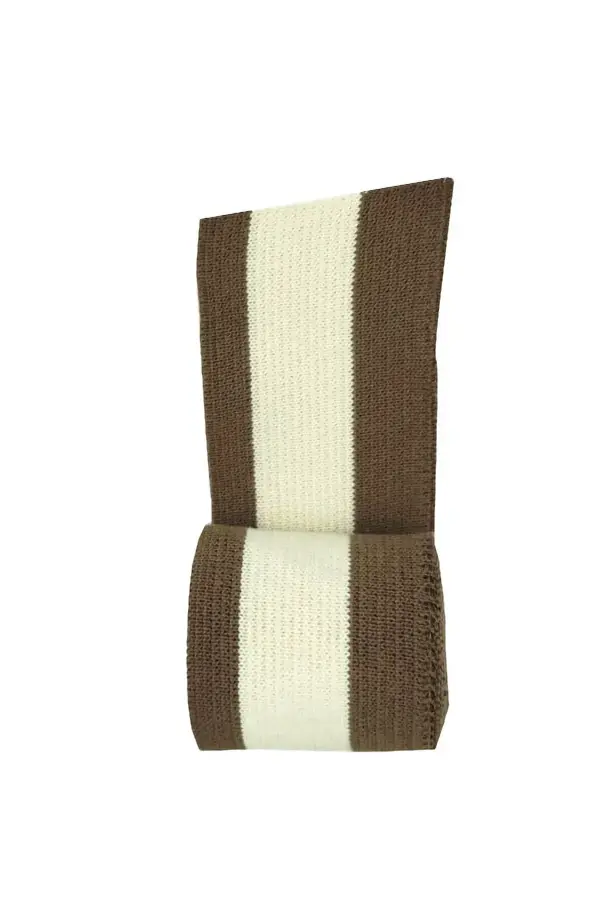 Ribana Şerit Triko Dokuma Triko Bant Kahverengi Ortası Ham Bej En 94 cm Boy 4.5 cm Çok Amaçlı Kumaş 1 Adet T503