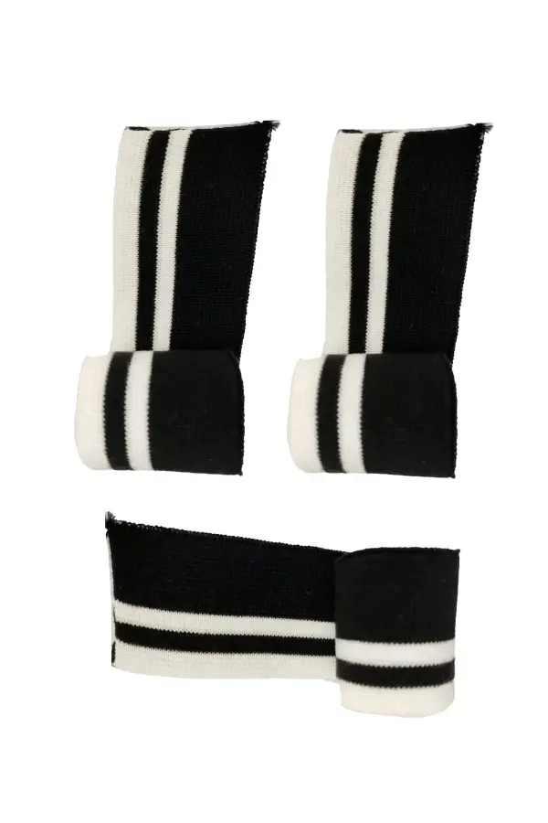 Triko Ribana Bant En 85 cm Boy 4.5 cm 3 Adet Siyah Beyaz Çizgili T558