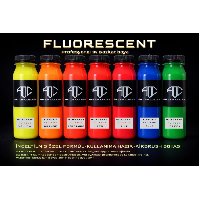 Art of Colour Fluorescent 1K Bazkat Boya – Airbrush Uyumlu Floresan Renkler