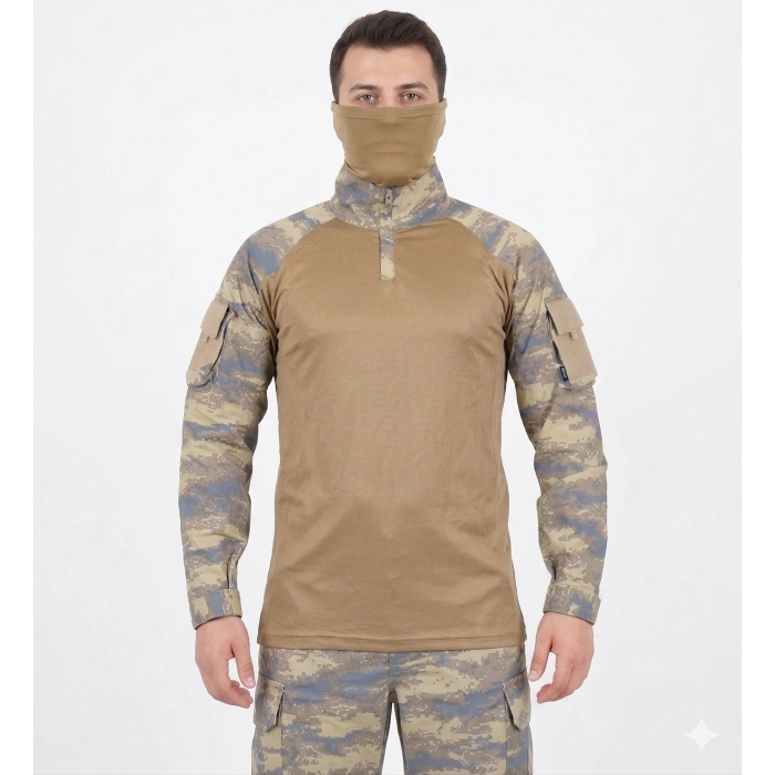ASKERİ KAMUFLAJ COMBAT TİŞÖRT HAVACI BEJ