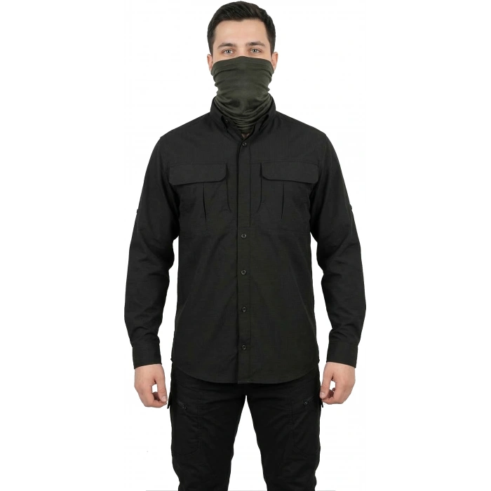 TREKKİNG GÖMLEK SİYAH OUTDOOR TACTİCAL KORUMA GÖMLEĞİ LİKRALI