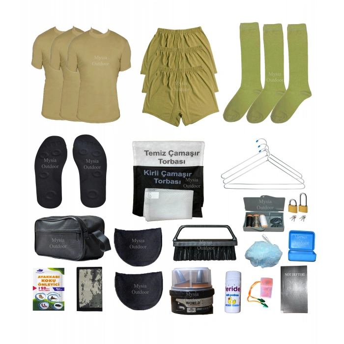 ACEMİ VE BEDELLİ ASKER TEMEL İHTİYAÇ SETİ YAZLIK 3 LÜ SET 30 PARÇA