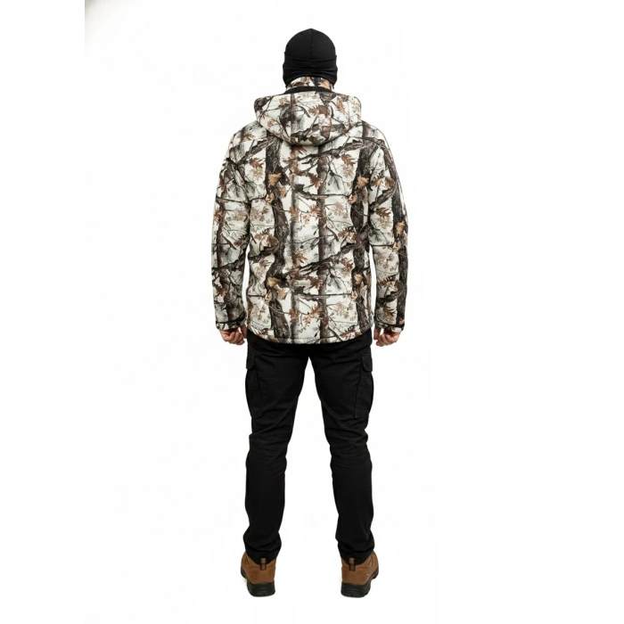 BEYAZ ORMAN SHELL MONT AVCI SAZ KAR DESEN ÇİFT KAT POLARLI