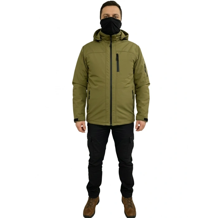 HAKİ SOFT SHELL MONT ÇİFT KAT POLARLI