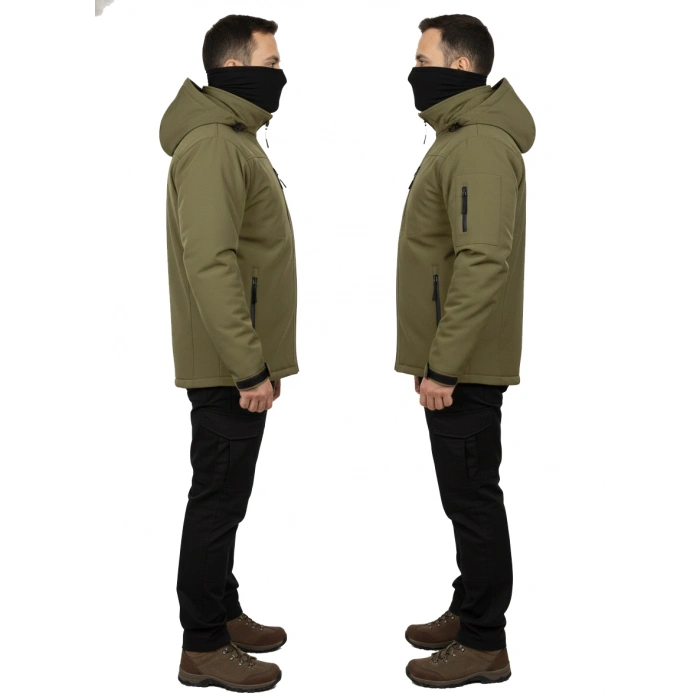 HAKİ SOFT SHELL MONT ÇİFT KAT POLARLI