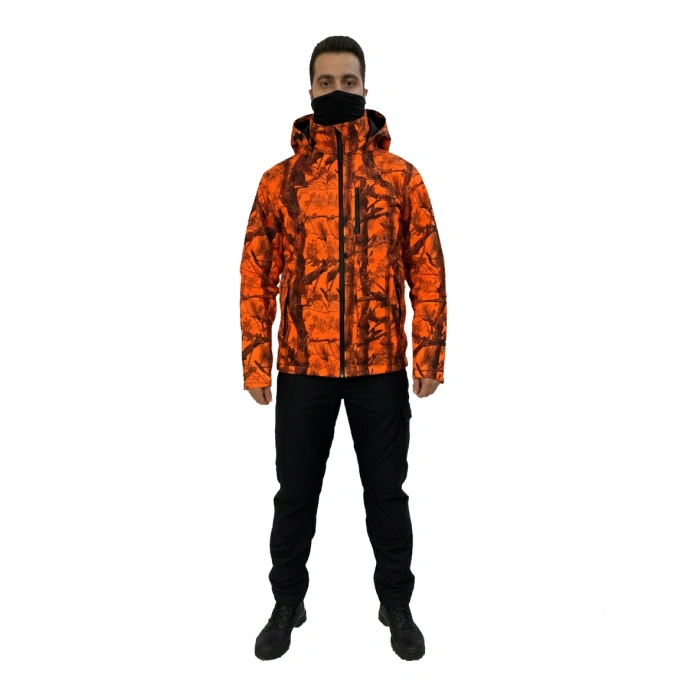 TURUNCU SAZ DESEN SOFT SHELL MONT ÇİFT KAT POLARLI