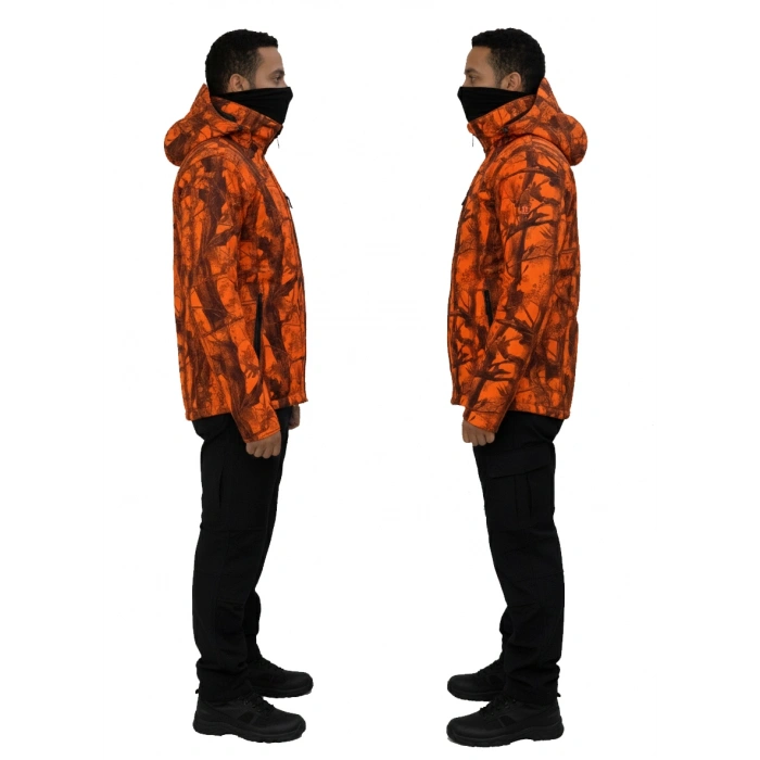 TURUNCU SAZ DESEN SOFT SHELL MONT ÇİFT KAT POLARLI