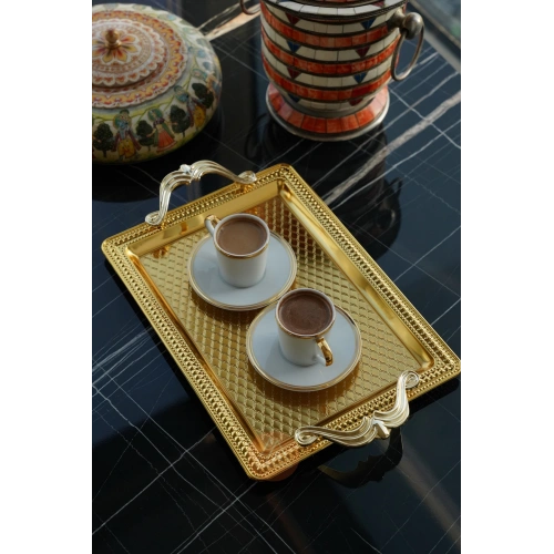 35x25 cm Çelik Dikdörtgen 1. Kalite Gold Tepsi