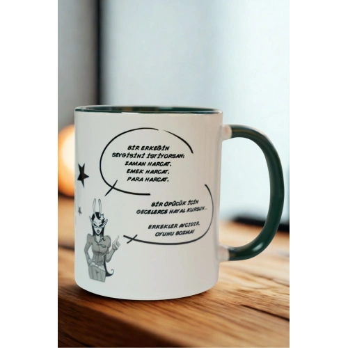 Yazılı Porselen Kupa – Mizahi Kadın Gücü Temalı Mesajlı Kupa