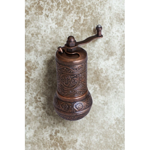 Osmanlı Motifli Kahverengi Döküm Karabiber - Tuz Değirmeni