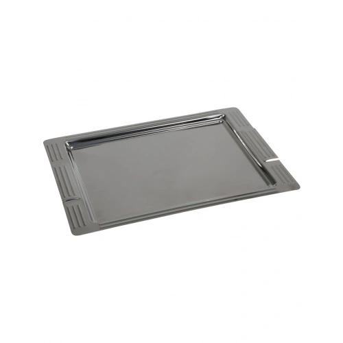 Çelik Çay Tepsisi Paslanmaz Parlak Metal Çay Servis Tepsisi