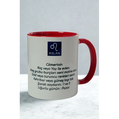 Aslan Burcu Porselen Kupa – Astroloji ve Burç Temalı Kupa Bardak – Kişiye Özel Aslan Burcu Hediyesİ