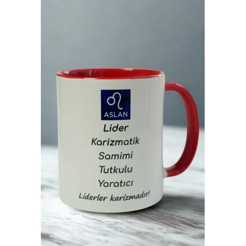 Aslan Burcu Porselen Kupa – Lider, Karizmatik, Tutkulu ve Yaratıcı Tasarım Kupa