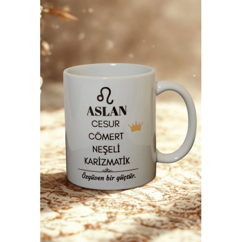 Aslan Burcu Temalı Burç Bardağı Kupa