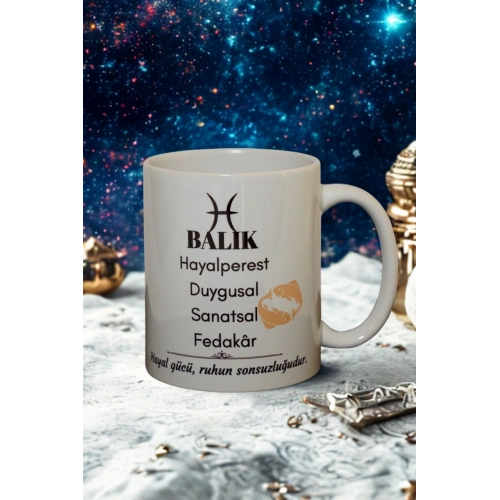 Balık Burcu Temalı Burç Bardağı Kupa