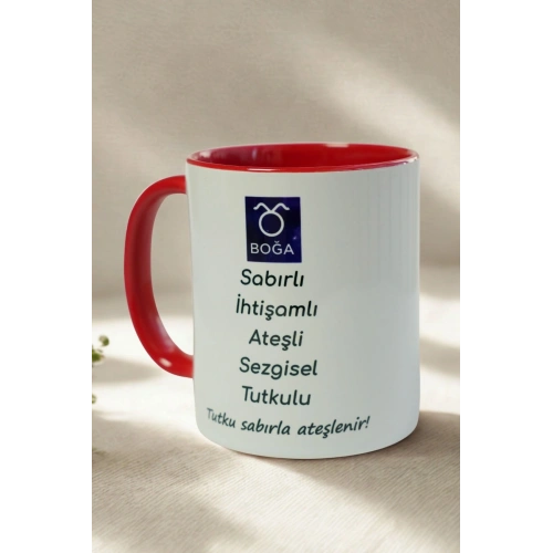 Boğa Burcu Porselen Kupa – Sabırlı, Tutkulu, Sezgisel ve İhtişamlı Tasarım Kupa