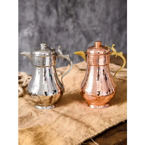 El Dövme Bakır Sürahi Kapaklı Model