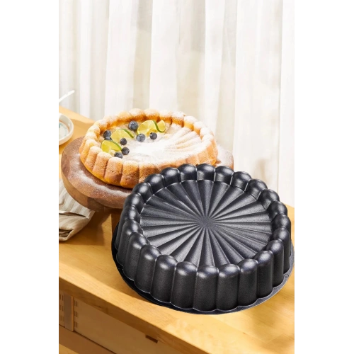 Granit Döküm Tart Turta Kalıbı Siyah 26cm