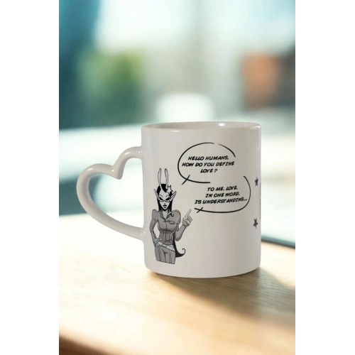 Kalpli Kulplu Romantik Kupa – Love is Understanding Yazılı Porselen Bardak Kupa – Sevgiliye Hediyelik