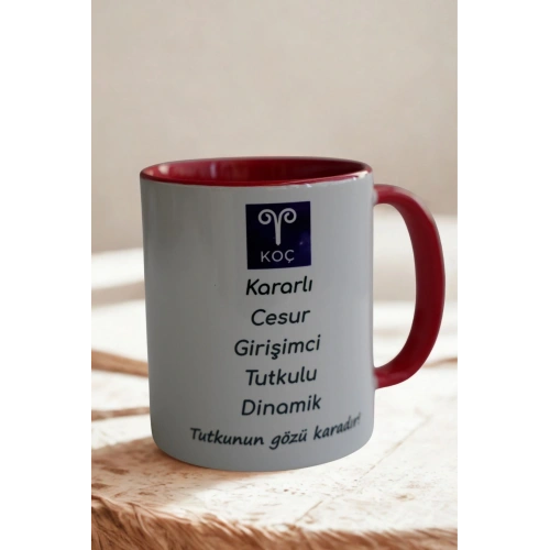 Koç Burcu Porselen Kupa – Cesur, Dinamik, Kararlı ve Tutkulu Tasarım Kupa