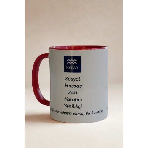 Kova Burcu Porselen Kupa – Astroloji ve Burç Temalı Kupa Bardak – Kişiye Özel Kova Burcu Hediyesi – Yaratıcı ve Zeki Kova Kupa