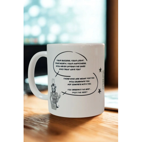 Motivasyon Mesajlı Porselen Kupa – Başarı, Işık ve Farkındalık Temalı Hediye Kupa