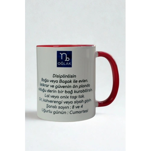 Oğlak Burcu Porselen Kupa – Astroloji ve Burç Temalı Kupa Bardak – Kişiye Özel Oğlak Burcu Hediyesi – Disiplinli ve Güvenilir Oğlak Kupa