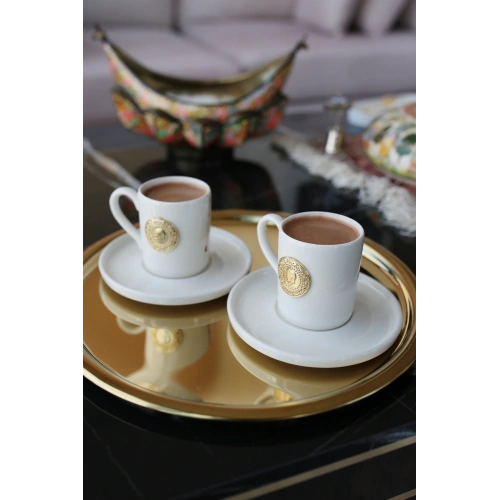 Porselen 2li Gold Altın Fincan Takımı 0,99 ml 4 Parça